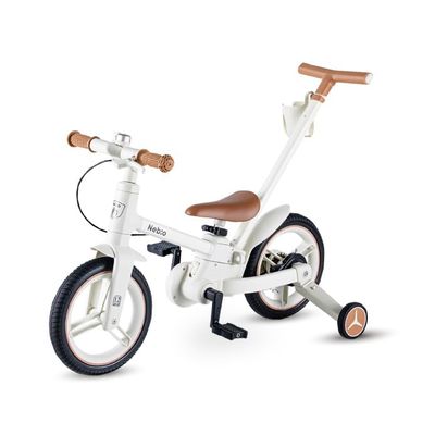 Nebio Folding Kids Bike with Brake, 5 Modes, for Children 2 to 6 Years Old, Bicycle Training, Pedal Bicycle, Practice, Hand Push Bar Included, Supplementary Wheels, Kick Bike, Running Bike, Compact