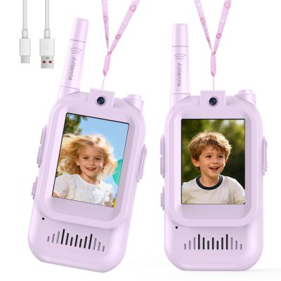 Rechargeable Video Walkie Talkies for Kids Ages 3-12, 11-Channel Wireless Intercom Toy with Voice Changer, Outdoor Adventure Gifts