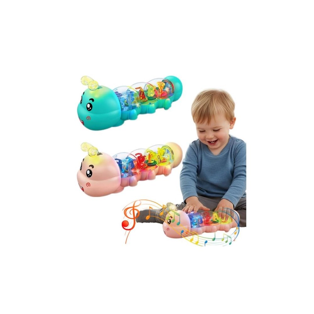 Caterpillar Crawling Toy,Light Up Musical Crawling Toys with Music and Light,Music Animal Toys,Interactive Tummy Time Toy,Moving CrawlingToy for Early Learning and Play