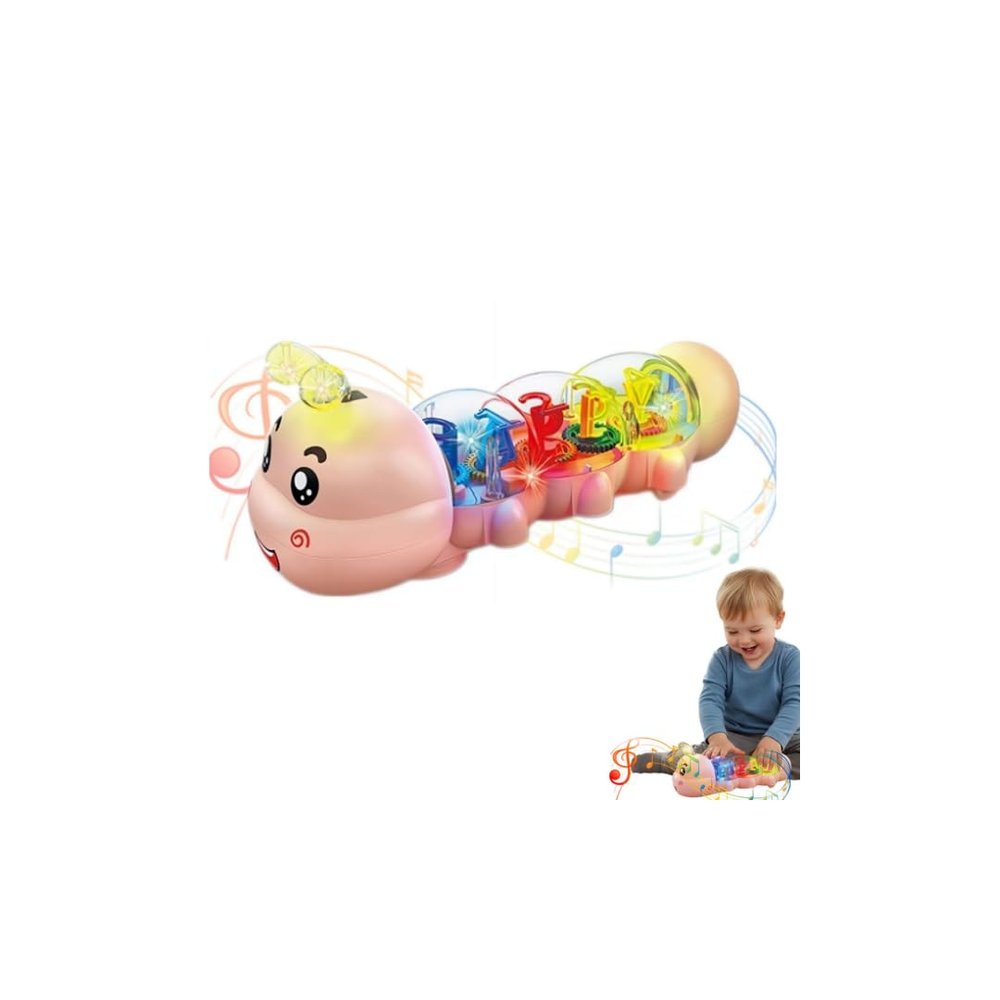 Caterpillar Crawling Toy,Light Up Musical Crawling Toys with Music and Light,Music Animal Toys,Interactive Tummy Time Toy,Moving CrawlingToy for Early Learning and Play