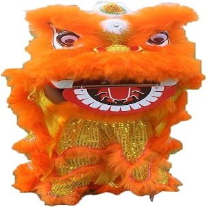 14 Inch Lifelike Lion Dance Mascot Costume Traditional Chinese New Year Decoration & Carnival Festival Wear (Orange)