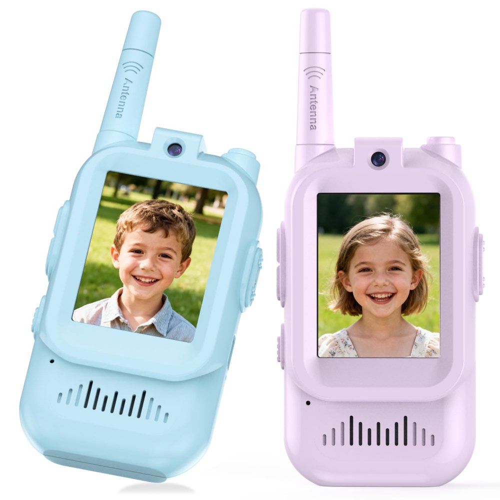 Parent-Child Rechargeable Walkie Talkies Set, 11-Channel Video Toy with Voice Changer for Kids Ages 3-12, Long Range Outdoor Family Game