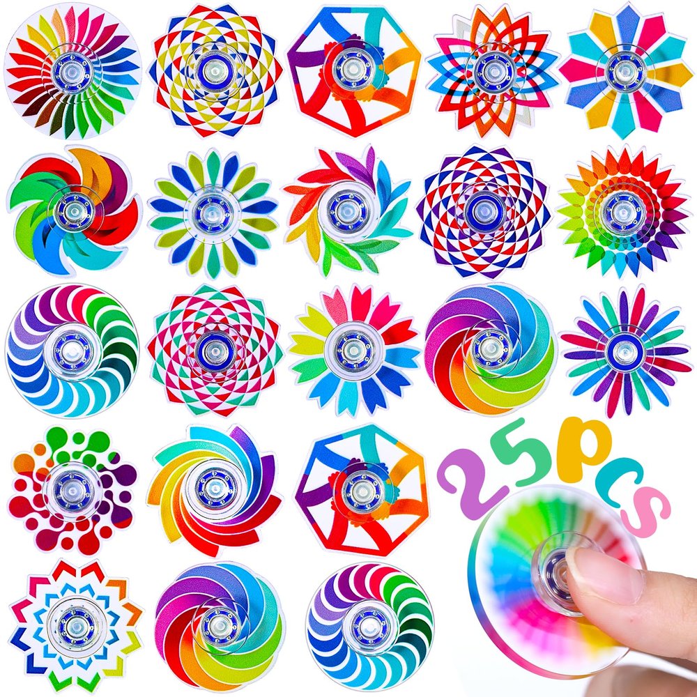 25 Pack Fidget Spinner for Kids Mini Sensory Fidget Toys Bulk Adults Kid with Autism ADHD, Classroom Prizes Treasure Prizes Box Toys for Classroom Pinata Stuffers Anxiety Stress Relief Fidgets Bulk
