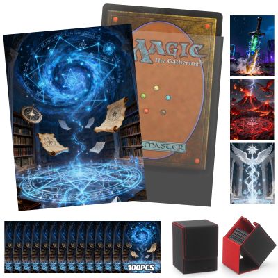 100 MTG Card Sleeves and Commander Deck Box Set, Clear Front & Matte Art Back, Smooth-Shuffle, Magnetic Box Fits 100+ Single-Sleeved Cards Protector for Magic The Gathering TCG (Stellar Constellation)