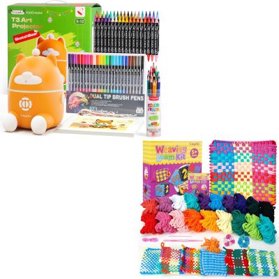 Caydo T3 Smart Drawing Projector Kit and Weaving Loom Kit Toys for Kids