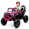 24V Kids Ride On Electric UTV with Parent Remote Control, 400W Dual Motor Ride-On Car, 4-Wheel Suspension, LED Headlights, Bluetooth Music, USB & Power Display for Ages 3+ (Pink) view 1