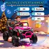 24V Kids Ride On Electric UTV with Parent Remote Control, 400W Dual Motor Ride-On Car, 4-Wheel Suspension, LED Headlights, Bluetooth Music, USB & Power Display for Ages 3+ (Pink) view 3