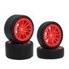 4PCS Finished Flat Running Drift Tires and Wheels 7MM Hexagon for 1/24 Losi Micro B Upgrades and 1/28 Losi Micro T Upgrades(b Red) view 1