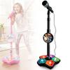 Microphone with Stand, 2026 New All in One Microphone Toy, Colorful Lights with Adjustable Height for Birthday Parties Singing (Black) view 1