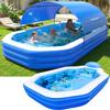 2026 Inflatable Pool with Canopy, Large Inflatable Pool for Kids,Adults, Blow Up Pools with Seats,Oversize Thickened 118"x75"x22"Inflatable Swimming Pools, Kids Pool for Backyard,Ocean Theme-Blue view 1