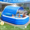 2026 Inflatable Pool with Canopy, Large Inflatable Pool for Kids,Adults, Blow Up Pools with Seats,Oversize Thickened 118"x75"x22"Inflatable Swimming Pools, Kids Pool for Backyard,Ocean Theme-Blue view 2