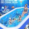 2026 Inflatable Pool with Canopy, Large Inflatable Pool for Kids,Adults, Blow Up Pools with Seats,Oversize Thickened 118"x75"x22"Inflatable Swimming Pools, Kids Pool for Backyard,Ocean Theme-Blue view 3