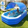 2026 Inflatable Pool with Canopy, Large Inflatable Pool for Kids,Adults, Blow Up Pools with Seats,Oversize Thickened 118"x75"x22"Inflatable Swimming Pools, Kids Pool for Backyard,Ocean Theme-Blue view 4