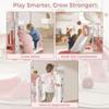 6 in 1 Toddler Slide, Indoor Outdoor Slide for Toddlers 1-3 with Basketball Hoop, Telescope, Storage Space and Non-Slip Steps (Pink) view 3