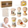 DAGLLGEW 7Pcs/Set Wooden Baby Rattle Organic Natural Baby Rattle with Rainstick, Hand Bell, Sand Ball, and More, Montessori Wooden for Boys & Girls Birthday Toys for Babies 0-6 Months view 2