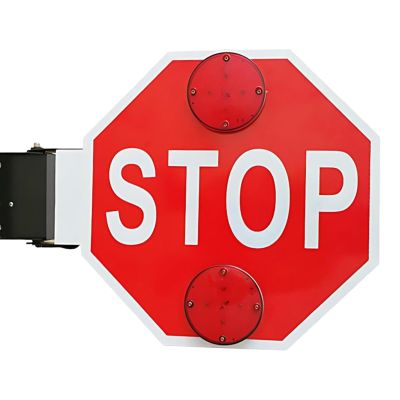 Kindevieft School Bus Parking Sign, LED Flashing Stop Sign, Flashing Stop Signs, High Visibility Traffic Warning Signs 12V
