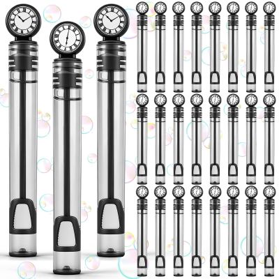 Hollowfly 24 Pcs Clock Party Favors Black Bubble Wands Bulk for Birthday Party Supplies Piata Goodie Bag Stuffers Carnival Prizes Summer Gifts (Clock)