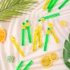 JarThenaAMCS 24 Pcs Pineapple Bubble Wands Yellow Green Fruit Mini Bubble Wands Bulk Gifts for Summer Hawaiian Tropical Theme Birthday Wedding Pool Party Favors Classroom Prizes Supplies view 3