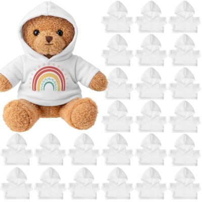 JolliLudo 24 Pcs DIY Teddy Bear Clothes Bulk White Blank Stuffed Bear Clothes Plush Dolls Blank Clothing for 8-12 Inch Stuffed Bears Dolls DIY Giveaways Gift Bags Party (Hoodie)