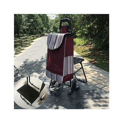 EHVYBDX Shopping Trolley,Folding Shopping Trolley Built-in Seat Grocery Utility 6 Wheels Stair Climbing for Picnic, Home Storage Utility Cart