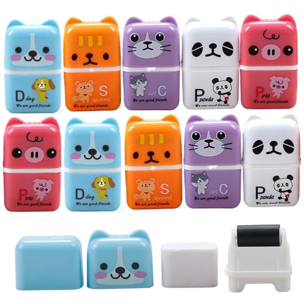 10Pcs Eraser with Clean Up Roller, Child-Friendly Animal Erasers, Cute Erasers for Pencils, Boys & Girls Portable Eraser for School, Random