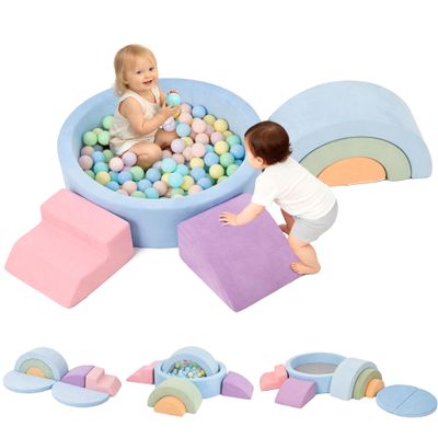 cossy Foam Climbing Blocks for Toddlers, 38 x 38in Round Ball Pit for Babies, 8pcs Toddler Climbing Toys Indoor, Soft Play Set, Baby Climbing Blocks, Ideal for Crawling & Climbing(Balls Not Included)