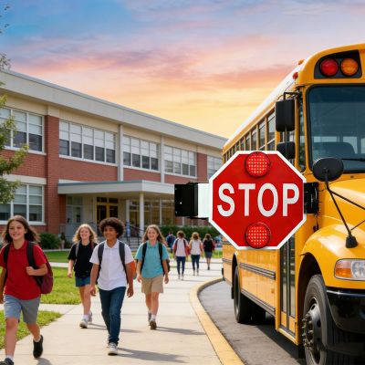 Kindevieft LED Electric Stop Sign for School Buses, 18-Inch Aluminum Flashing Parking Signal Arm, High Visibility, Automatic Retraction 12V