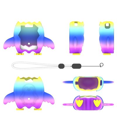 Penguin Protective Cover Suitable for Tamagotchi Paradise Game Console Silicone Protective Case with Lanyard (Mixed Colors)