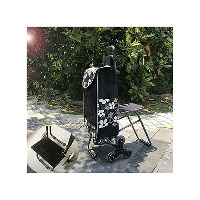 EHVYBDX Shopping Trolley,Folding Shopping Trolley Built-in Seat Grocery Utility 6 Wheels Stair Climbing for Picnic, Home Storage Grocery Cart