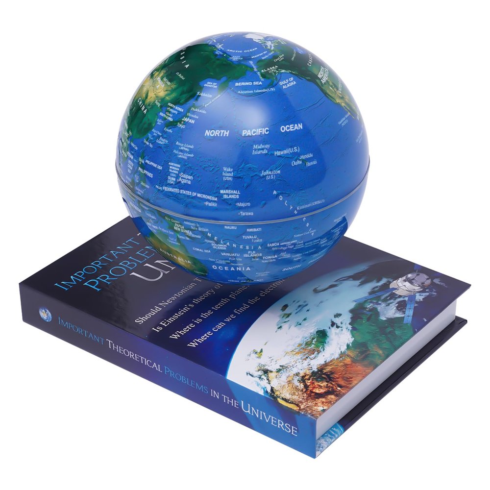 5.5in Magnetic Floating Globe with Gradient LED Light, 3-5w Energy Saving Levitating Globe, Abs Material World Map Globes for Home Decoration/Education/Night Light (Dark Blue, Us Plug)