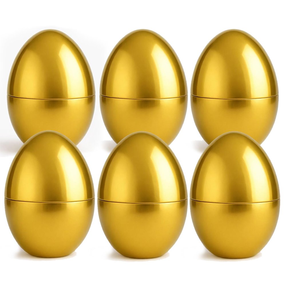 Adboros 6 Pcs Jumbo Easter Eggs Giant 10" Tall x 7" Wide Plastic Easter Eggs with Flat Bottom Perfect Kids & Adult Party Toys for Gift Baskets or Egg Hunt Decor Gold