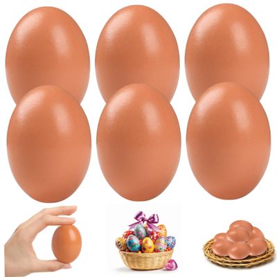 Tsawntd Wooden Eggs 6Pcs 2.4x1.8in Realistic Eggs Smooth Egg Color Egg Toy Multi-Purpose Play for Crafts, Decorations, Easter