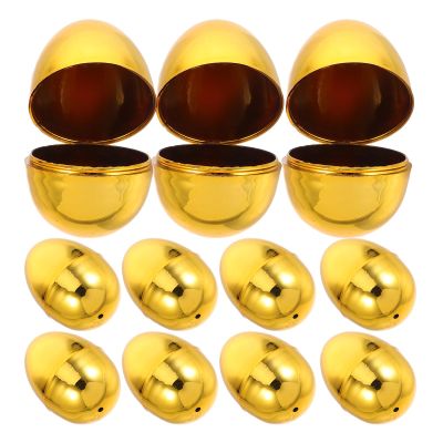 Toyvian 12 Pcs Golden Easter Eggs: 2. 36 Inch Plastic Fillable Eggs for Easter Hunt, Party Favors, Basket Stuffer, Classroom Prize Supplies & Decorations