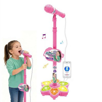 Star Microphone Toy with Stand  2025 Kids Karaoke Machine with Music, Lights & Adjustable Height, Singing Toy for Boys and Girls