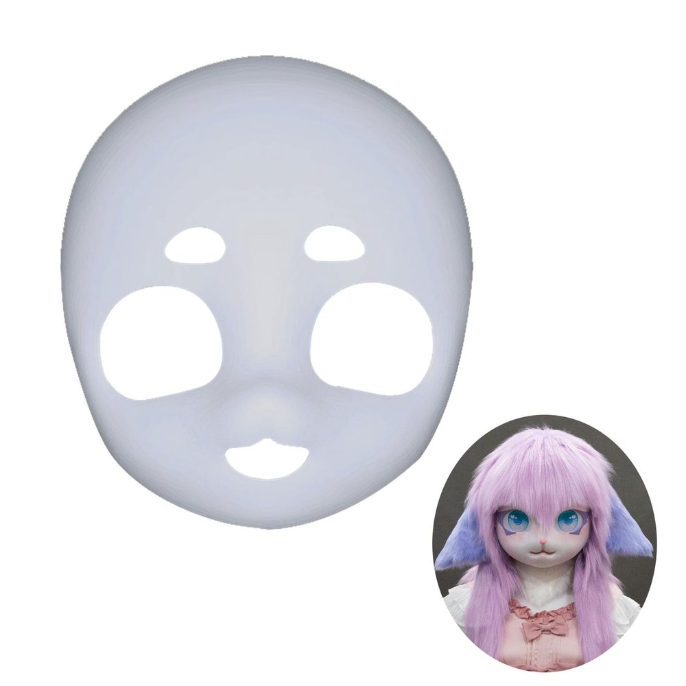 DIY Full Face Anime Animal Mask,Funny Paintable Fursuit Head Base,Wearable Kawaii Party DIY Therian Gear Stuff Accessories (G)