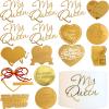 16 Pieces Valentine's Day Cake Toppers,Gold Acrylic Letters My Queen Love Heart Cupcake Toppers,Anniversary Wedding Valentine's Day Cake Decorations Party Supplies view 1