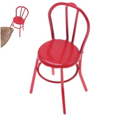 2Pcs Dollhouse Chair, 1x1x2in Mini Cute Red Imitation Realistic Metal Doll Chair Dollhouse Furniture Accessories for Home DIY Decorations