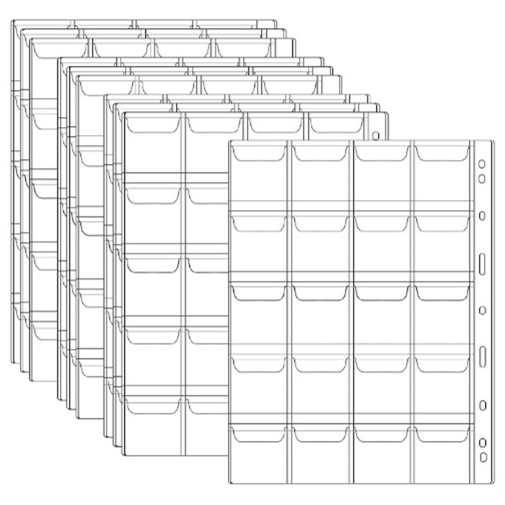 10 Sheets Coin Sleeves, Eva Clear Coin Holder Binder Sheets with Pockets Compatible with Collecting Binder of 4-Ring