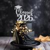 Class of 2026 Cake Topper, 2026 Graduation Party Decor, Congrats Grad 2026 Graduate Supply, High School College Graduation Party Decorations Silver Glitter view 4
