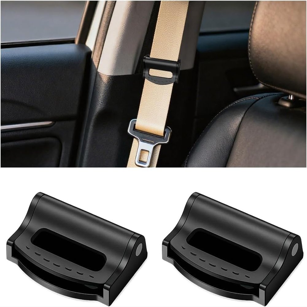 2PCS Car Seatbelt Adjuster,Universal Seat Belt Positioner Clip for Adults/Kids,Prevent The Seat Cushion from Moving During Use for More Comfortable Driving (Black)