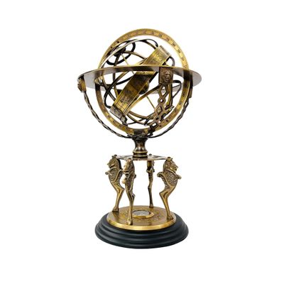 18" Lion Armillary Sphere Globe with Compass Solid Brass Astrolabe, Nautical & Vintage Maritime Decor, Lion-Themed Collectible Gift | The Magic Bella