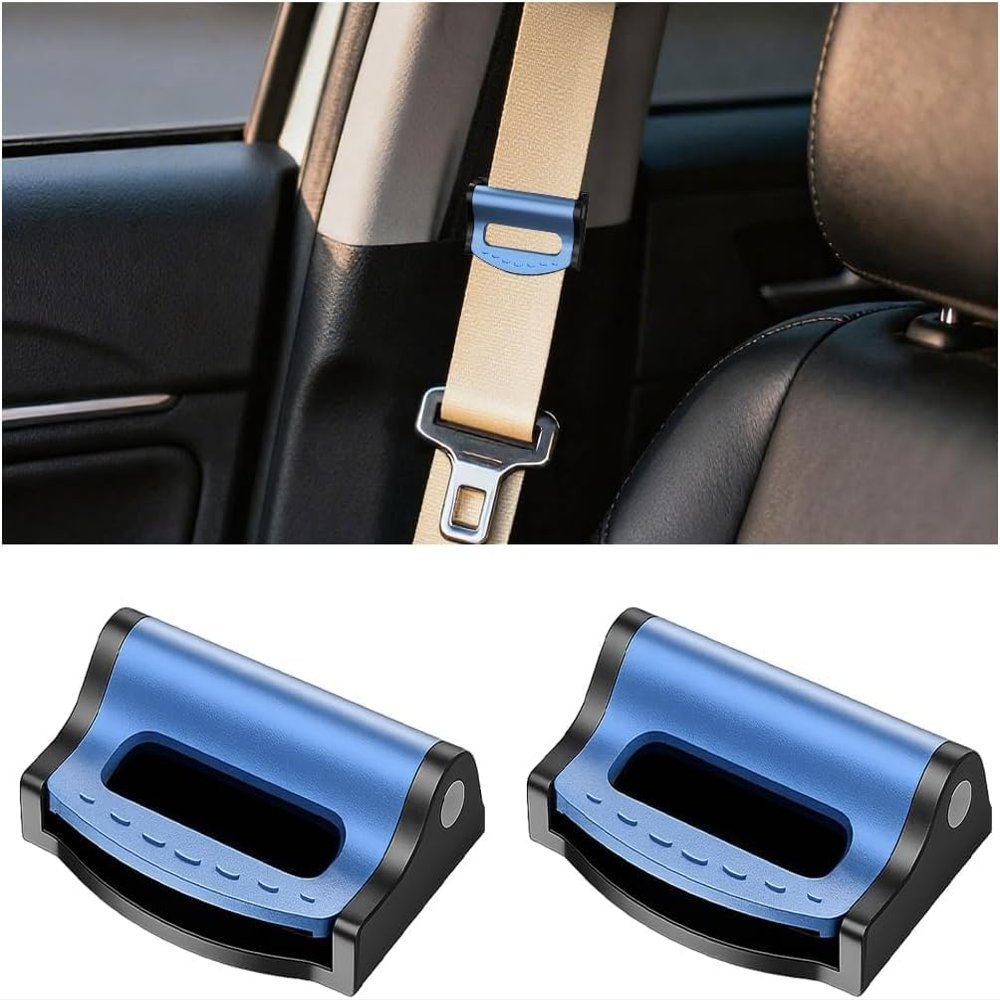 2PCS Car Seat Belt Adjuster Clips,Adjustable Universal Seat Belt Positioner Clip for Adults/Kids,Prevent The Seat Cushion from Moving During Use for More Comfortable Driving (Blue)
