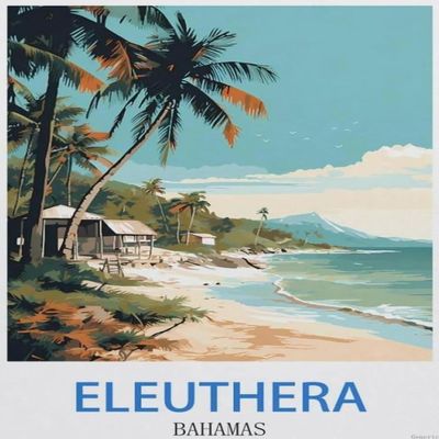 Jigsaw Puzzle 1000 Pieces, Eleuthera Vintage Travel Poster Bahamas, Large Family Puzzle Game Artwork for Adults 20x28in