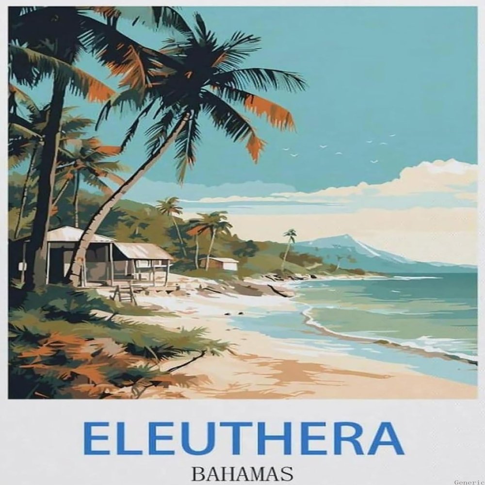 Jigsaw Puzzle 1000 Pieces, Eleuthera Vintage Travel Poster Bahamas, Large Family Puzzle Game Artwork for Adults 20x28in
