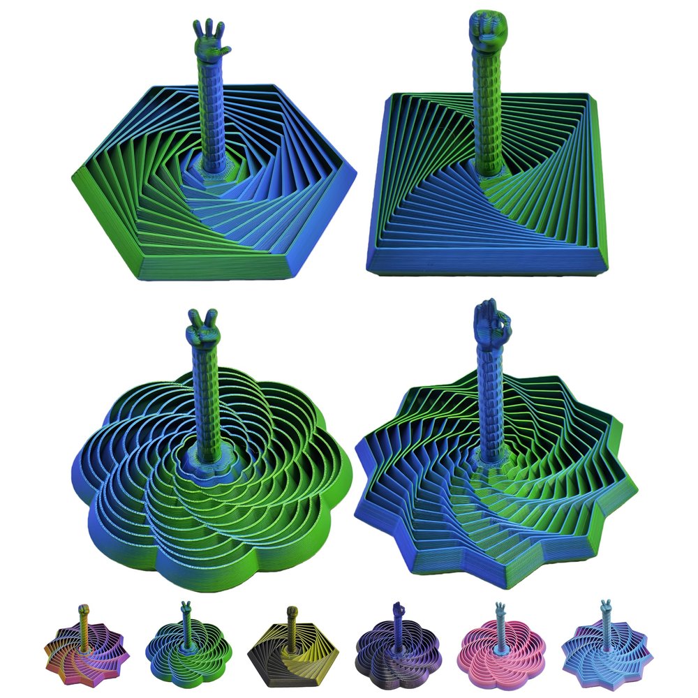 4Pack 3D Printed Expanded Sensory Fidget Star with Handle, 3D Printed Handheld Star Sensory Fidget Toy for ADHD, Autism & Anxiety, Ideal Valentines Day Birthday Gifts (Laser Green)