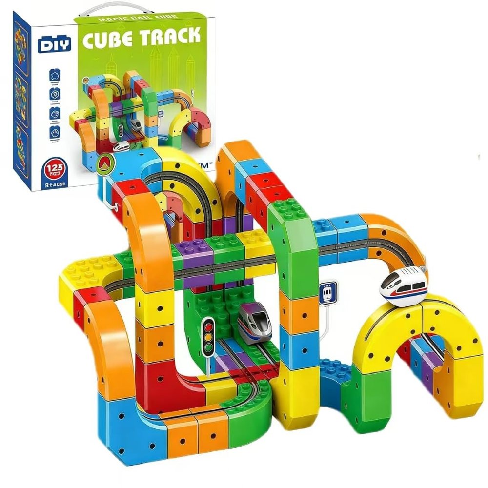 Electric Train Set for Kids Ages 3+, Modular DIY Toy Free Assembly, 3D Track, STEM Learning Fun Gift (Default, 123, Count)