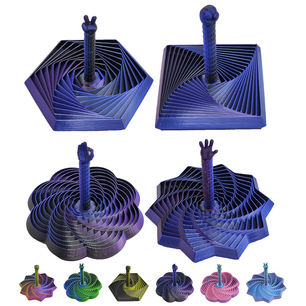 4Pack 3D Printed Expanded Sensory Fidget Star with Handle, 3D Printed Handheld Star Sensory Fidget Toy for ADHD, Autism & Anxiety, Ideal Valentines Day Birthday Gifts (Black & Purple)