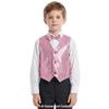 YEMYIQZ Kids Sequin Vest with Bowtie for Boy Girls Sparkly Shiny Vest Sleeveless V Neckline Disco Shirt Dance Party Costume (Pink, S) view 2
