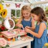 Dress Up Toy Vanities  Wooden Dressing Table Mirror, High-Performance, Folding Pretend Play Girls, Vanity Set Comb Cosmetics Christmas | Dress Up Christmas Home Children's Room Game view 2