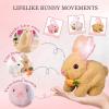 TESKKR 3PCS Hopping Bunny Toy,Bunny - Realistic Bunny Toy,Jump,with Sounds,Moving and Glowing Ears,Twitching Mouth and Nose My Realistic Bunny Toy for Kids(White+Brown+Pink(3PCS) view 3